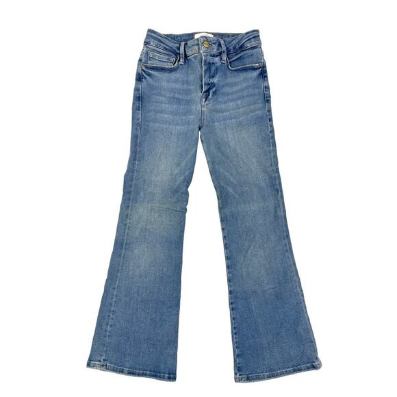 FRAME - Le One Crop Mini Boot Jeans in Blue - Picture 1 of 3